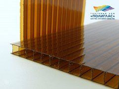 Сотовый поликарбонат 6 янтарный 42% КИВИ 2100*12000