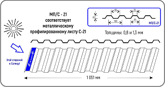 Профилированный поликарбонат С21 1,3*1051*6000  POLYGAL янтарь