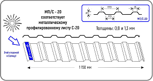 Профилированный поликарбонат МП20 0,8*1150*6000  SUNTUF бронза